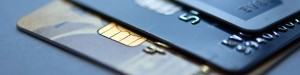 Closeup of credit cards on a table